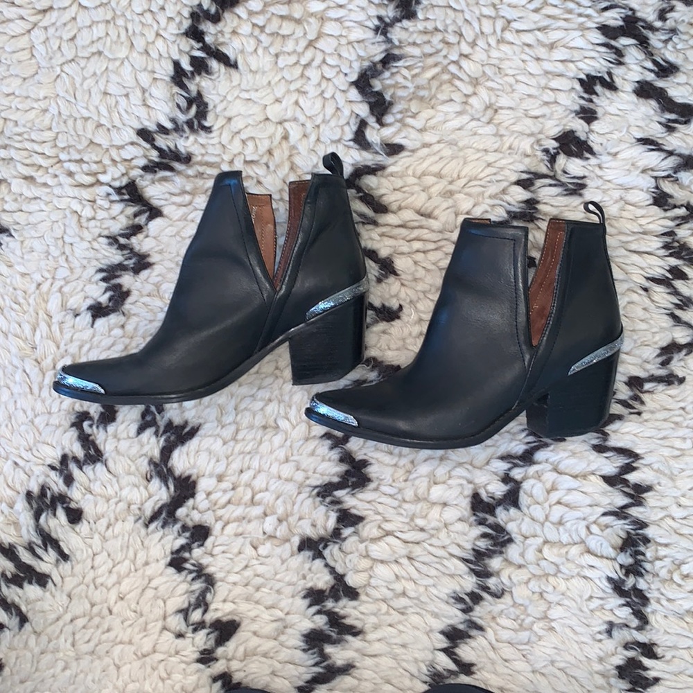 JEFFREY CAMPBELL: Cromwell Cutout Boots, Black Distressed, Great Condition 8.5M